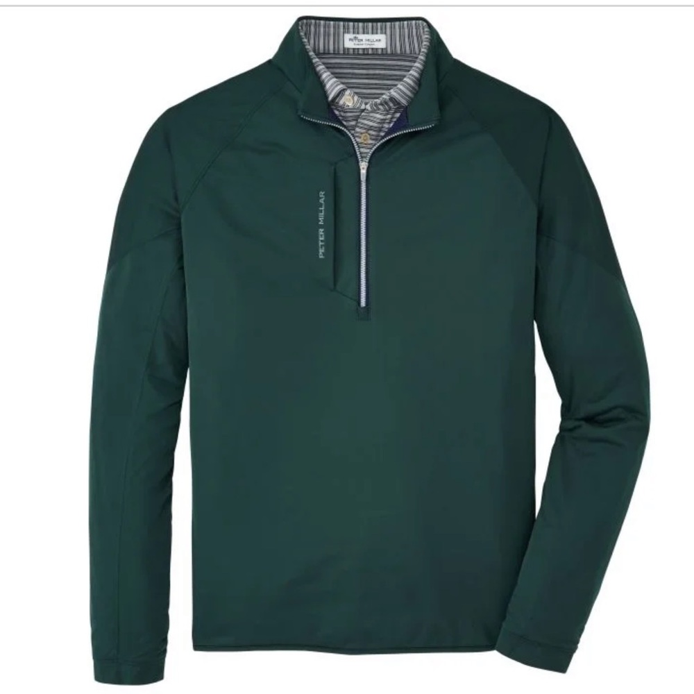 Peter Millar Thermal Flow Insulated Pullover Green Medium M Half Zip $178